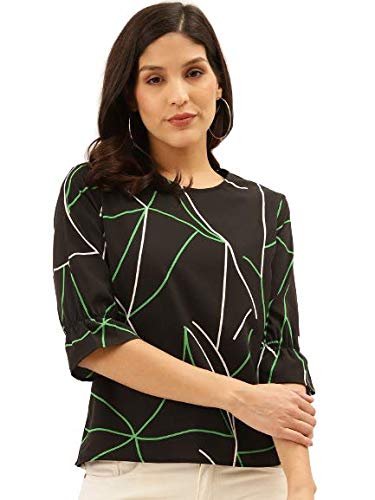 Image of Style Quotient Women Abstract Printed Polyester Smart Casual Top