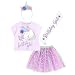 imagikids Unicorn Birthday Outfit for Toddler Girls -Shirt, Tutu Skirt, Headband & Sash 4 Piece Set Lavender/Rainbow 3T