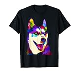Husky Colorful Pop Art Portrait For Dog Owners Chukcha Sibe T-Shirt