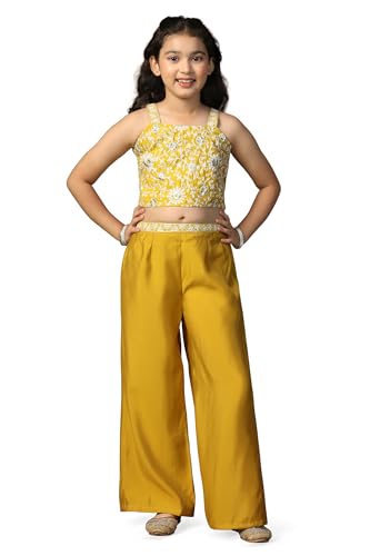 Image of Fashion Dream Girls Chanderi Ethnic Top & Palazzo Set|Indo Western Set|Salwar Suit