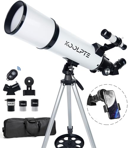 Koolpte - Telescope 80mm Aperture 600mm - Astronomical Portable Refracting, Fully Multi-Coated High Transmission Coatings AZ Mount with Tripod Phone Adapter, Wireless Control, Carrying Bag - -30%