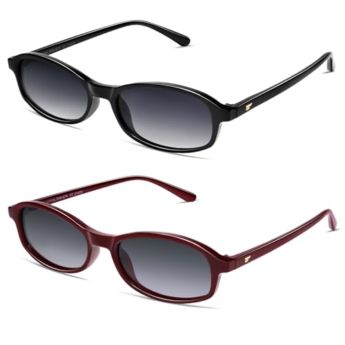 Image of VANLINKER Retro Polarized Rectangle Sunglasses Womens Trendy 90s Small Square Sunnies Vintage Narrow Thin Frame VL9855