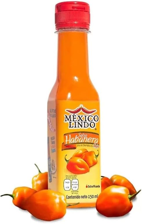 MEXICO LINDO SALSA DE CHILE HABANERO RED SAUCE (Salsa Habanera Roja) 5 fl. oz. (150ml)