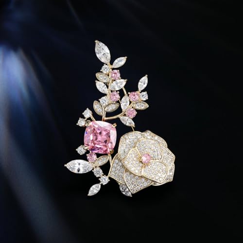 Broche de plata floral con circonitas finas y perla de temperamento 4