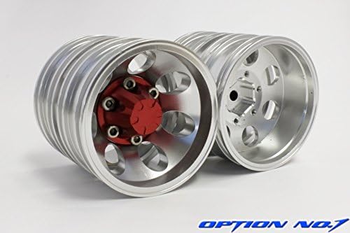1/14トレーラー用 アルミリヤダブルホイール (2個入) (レッド) HH-WL003-RE