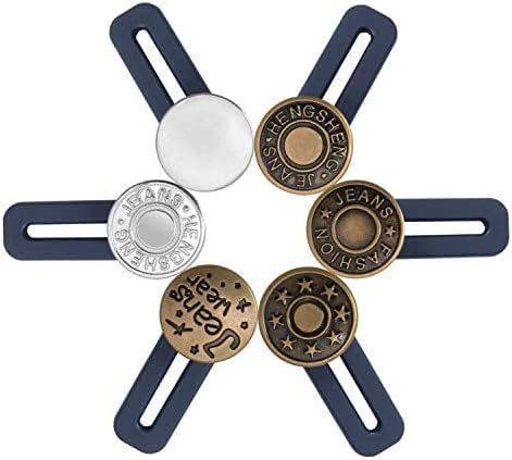 Jeni hubJeni hub Adjustable Flexible Elastic Waist Button Set for Clothes Shirts Jeans Men and Women