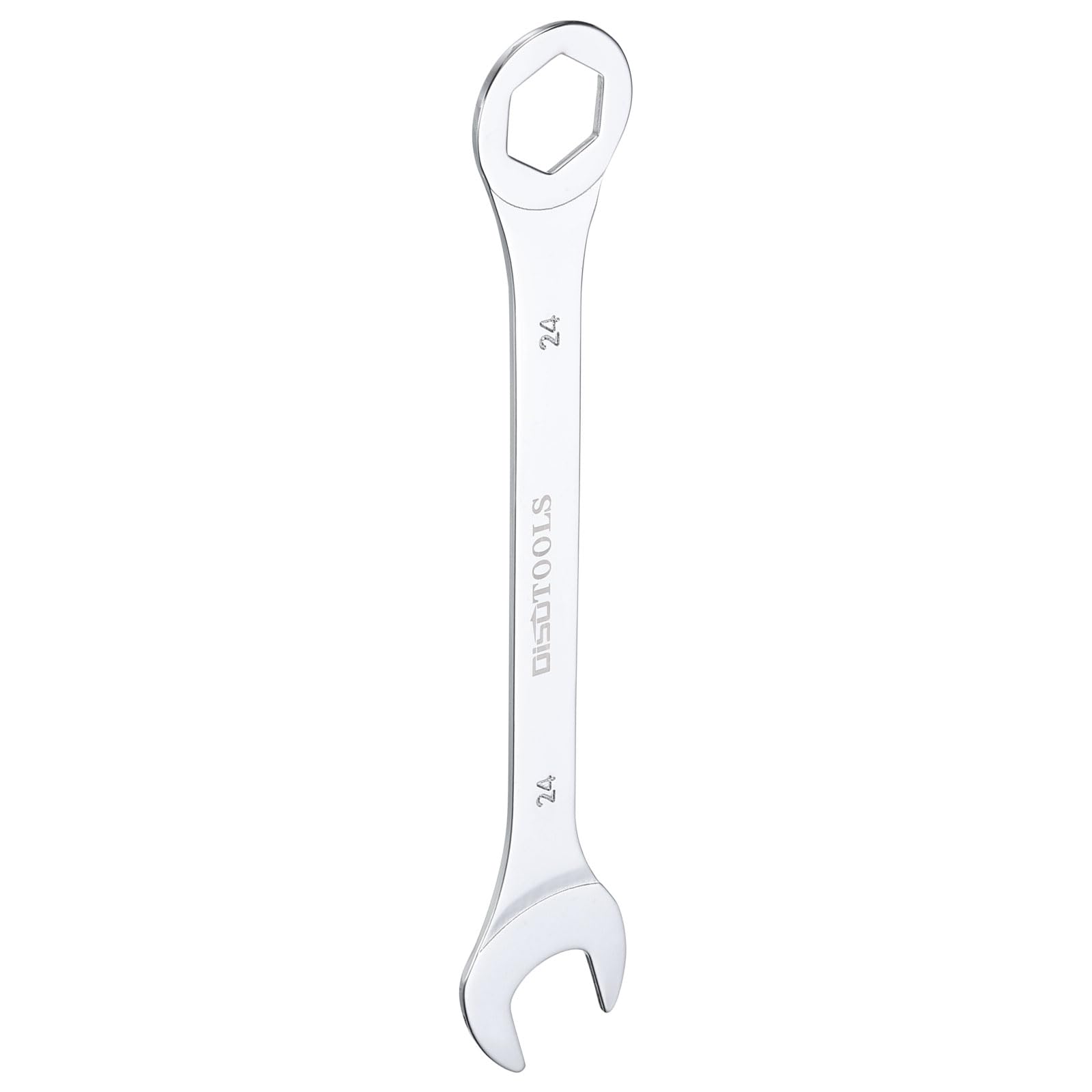 HARFINGTON Thin Combination Wrench Metric 24mm 6-Point Ended Box 15 Degree Offset Open End CR-V Chrome Plated Steel, Silver