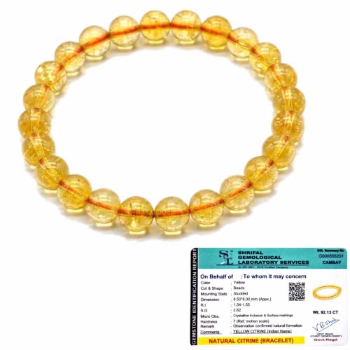 Image of Citrine Bracelet Yellow | Certified & Energized Crystal Bracelet for Wealth, Prosperity & Financial Luck | 8mm Natural Gemstone Beads | Reiki Healing Bracelet for Men, Women, Boys & Girls (Pack of 1)