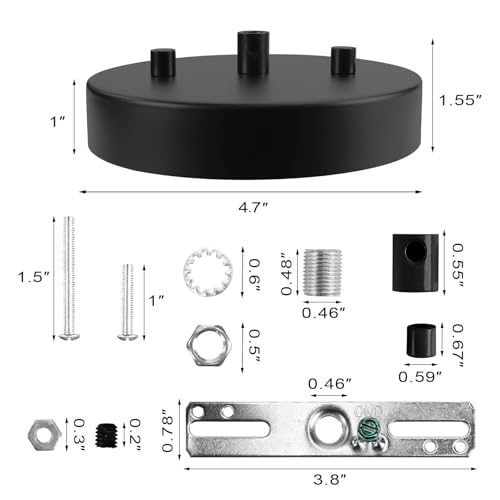 Image of Sangle Sopffy Pendant Light Canopy Kit, 4.7 Inches Ceiling Lighting Canopy Kit with All Mounting Hardware Modern Chandelier Ceiling Plate Cover for Pendant Lighting Fixtures, Black (Black)