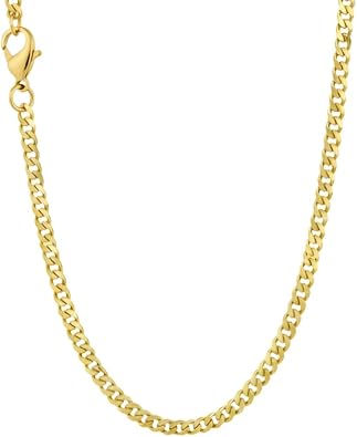 SHOP WGS 2MM 14K Solid Gold Cuban Link Chain Necklace for Men & Women