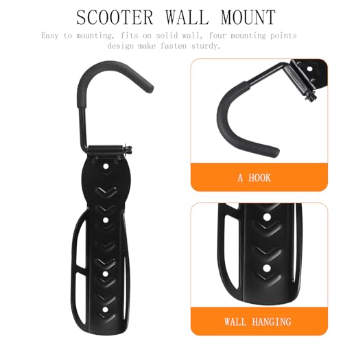 Soporte de pared vertical para scooter negro fácil de montar 8
