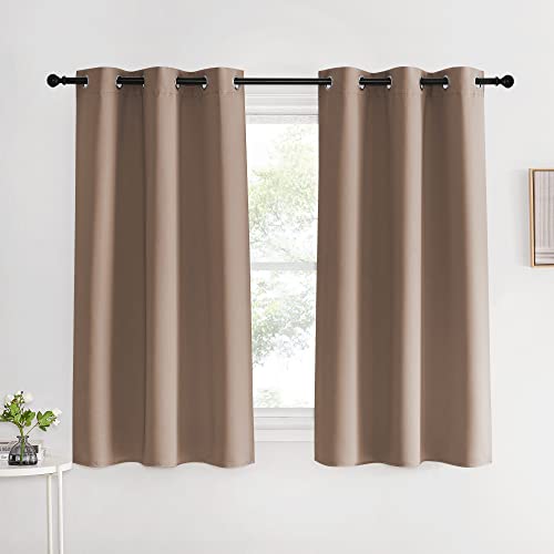 NICETOWN Blackout Window Curtains and Drapes for Kitchen, Set of 2, 42 by 60 Inch, Cappuccino, Window Treatment Thermal Insulated Solid Grommet Blacko