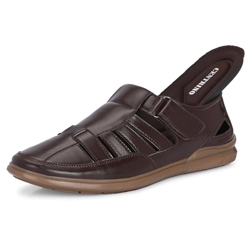 Image of Centrino Men's Fisherman Sandals | Stylish Closed-Toe Design | Soft Cushioned Footbed | Genuine-Look Upper | Comfortable for Daily & Outdoor Wear (9489)