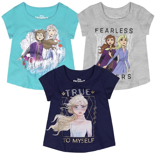 Disney Frozen Elsa and Anna Girls Short Sleeve T-Shirt for Toddler and Big Kids