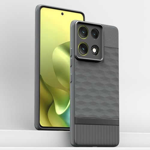 Image of Pikkme Back Cover for Motorola Moto G86 Power 5G Camera Protection 3D Hexa Cube Design Silicone Protective Bumper Case (Grey)