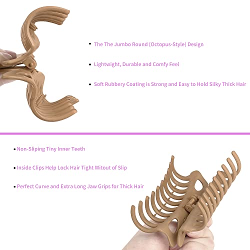 79Style Big Hair Clips For Women 4.7 Inch Claw Clips For Thick Long Hair Banana Clips Hair Claws Large Big Hair Clips Neutral Color Jumbo Claw Clip Extra Large Giant Hair Clamps Barrette Strong Hold Cute Hair Styling Accessories (Brown) #TOP6