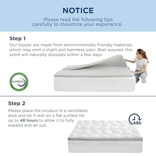 Bedsure 4.5 Inch Memory Foam Mattress Topper Queen Size, Dual Layer 2.5 Inch Gel Memory Foam & 2 Inch Waterproof Pillow Top Cooling Mattress Pad, Deep Pocket Fits 8 Inch-21 Inch Mattresses thumb #6