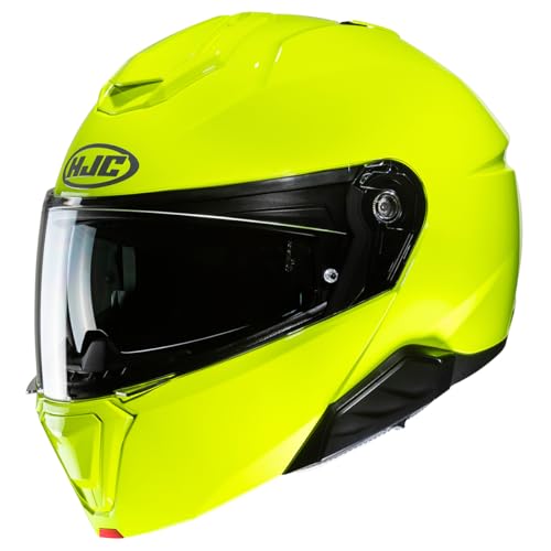 Casque moto modulable HJC i91 vert fluo M : roulez visible et sans buée en ville