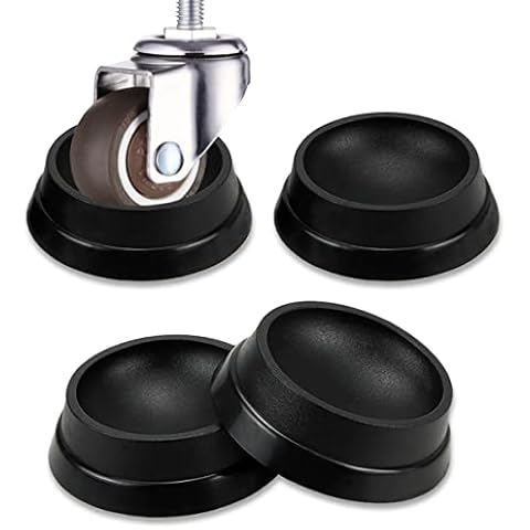 FERCAISH 4PCS Furniture Wheel Caster Cups Rubber Non-Slip Foot Mats, Strong Grip Round Floor Protectors for Crib Wheels, Furniture Table Legs (Black) Cover
