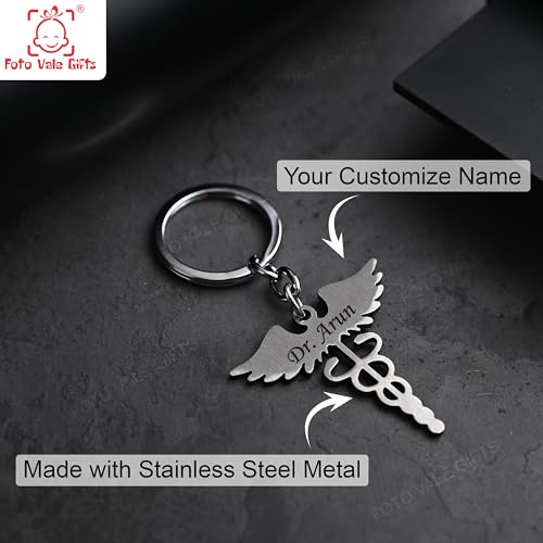 Image of Personalized Name Keychain Stainless Steel | Custom Engraved Metal Keyring for Doctor, CA, Advocate, Rider & Car Lovers | Unique Gift for Men & Women