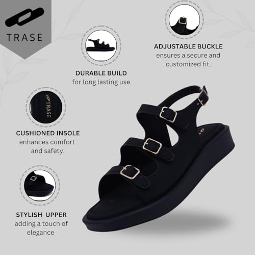 Image of TRASE Strap Trend Comfortable Flat Sandals For Women - Women Footwear Stylish And Adjustable Double Strap Sandals For Daily Use