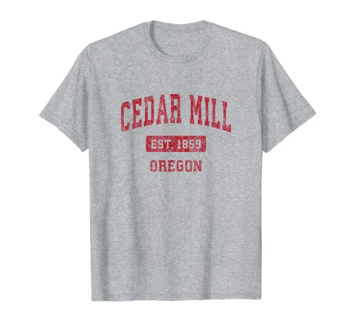 Cedar Mill Oregon o diseño deportivo vintage, color rojo Camiseta