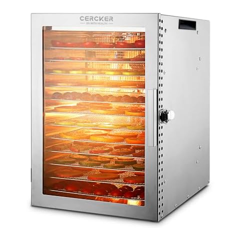 Food-Dehydrator Machine 12 Stainless Steel Trays, 800W Dehydrator for Herbs, 10.9ft² Meat Dehydrator for Jerky,190ºF Temperature Control,24H Timer,Powerful Drying Capacity for Fruits,Yogurt Cover
