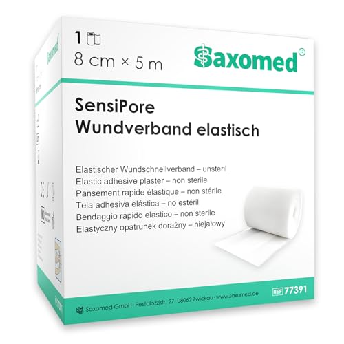 Pflaster Rolle 8cm x 5m Pflaster Box Wundpflaster Heftpflaster - Elastisch Weiß Sensitiv - Starke Klebekraft