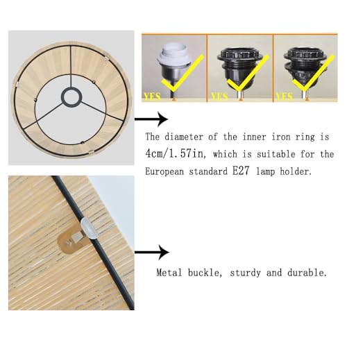 Image of bamboo lamp shade modern decorative black stripe groovy unique Lamp Replacement Accessories E27 size 30x23cm