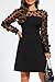 Black Cocktail Dress 3D Floral Appliqués Sheer Long Sleeve Wedding Guest Night Date Semi Formal A line Short Dresses
