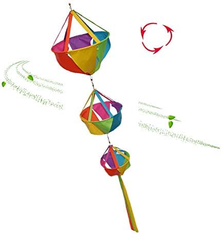 HANNIER Windsocks Spinners Outdoor Hanging Wind Sock Twister Spiral Kite Tail Decorative windsock Basket Fall Heavy Duty for Yard Garden Campsite Decorations (Rainbow)
