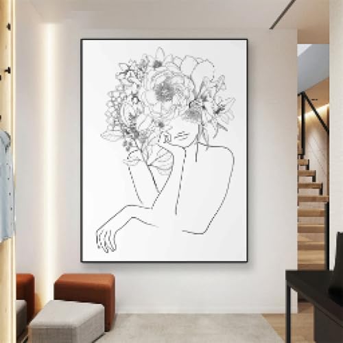 Cuadros de lienzo nórdicos para decorar el dormitorio con arte de líneas modernas 4