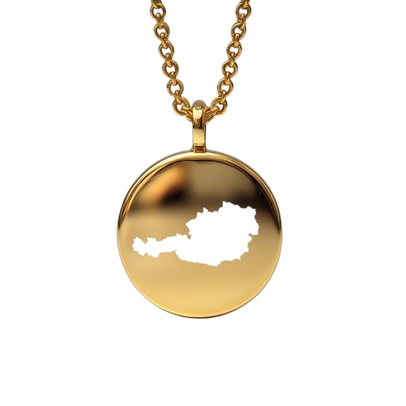 Pendentif carte de l'Autriche en argent et or 14k au raffinement intemporel
