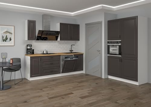 Kuechen-preisbombe Landhaus Küche Stilo Grau 230 + 120 cm Küchenzeile Küchenblock Einbauküche