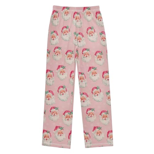 Christmas Pajama Pants Santa Claus Head Pattern Long Sleep Pants Lounge Bottoms