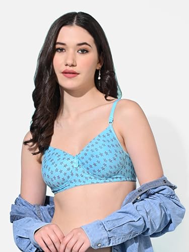 Image of FIMS - Fashion is my style Women Cotton Blend Padded Non-Wired Everyday Bra Pack of 1 Cup- B Multicolor