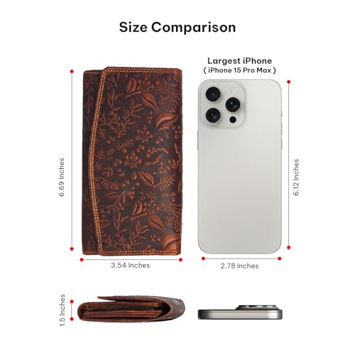 Valenchi LW-03 Leather Wallet For Women Rfid Blocking Slim Minimalist Ladies Long Clutch Purse Organizer Credit Card Holder Slots thumb #5