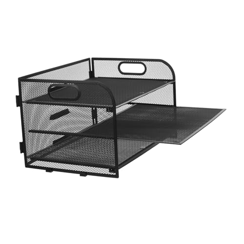 Bandeja de cartas y estante de malla para suministros de oficina negro