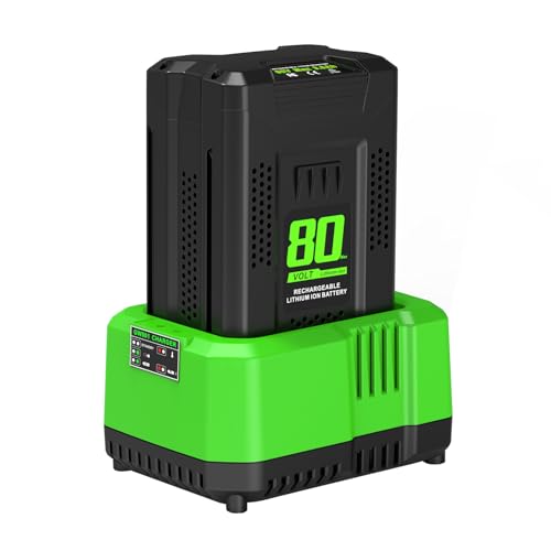 Image of Bslite 1 Pack 3.0Ah Battery Replacement for Greenworks 80V Battery, Compatible with Greenworks 80V Power Tools, Single-Port 80V Charger Compatible with Greenworks Pro 80V Battery