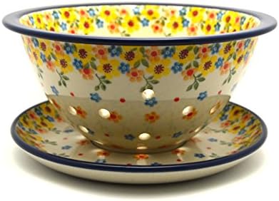 Polish Pottery Berry Bowl with Saucer - Buttercup