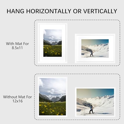 Scholartree White 12x16 Picture Frames Set of 3 Display 12x16 without Mat or 8.5x11 with Mat, Wall Gallery Photo Frames(White, 12x16 inches 3P) by Scholartree - Image 5