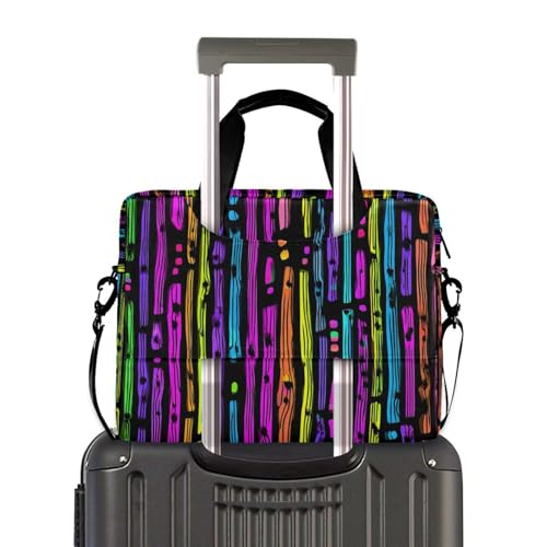 Bolsa para Laptop con Estampado a Rayas Vivid, Multi-bolsillos miniatura 4