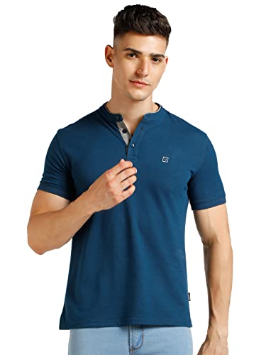 Image of Urbano Fashion Men's Solid Slim Fit Half Sleeve Cotton Polo T-Shirt with Mandarin Collar