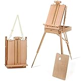 Magicfly Painting Easel with Sketch Box, Adjustable Art Easel with Artist Drawer, Solid Beech Wood Studio Easel French Style, Tripod Easel Stand for Painting, Sketching, Display Artwork
