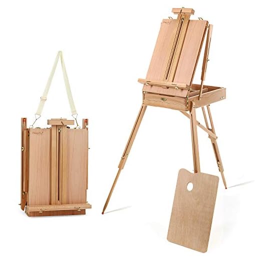 Magicfly French Easel with Sketch Box, Art Painting Easel for Adults with Shoulder Strap, Portable French Style Easels for Painting & Drawing, with Wooden Pallete