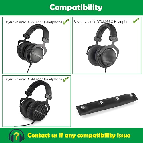 Premium Replacement Headband Cushions for Beyerdynamic DT Series Headphones - Soft Protein Leather & Memory Foam for Com