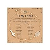 Gnamy Best Friend Friendship Gifts for Women, Catholic Virgin Mary Cross Charm Rosary Beads Link Chain Bracelet Christmas Birthday Christian Religious Gifts For Teen Girls Friends Female