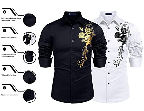 Image of Zombom Men's Regular Fit Cotton Blend Printed Full Sleeve Casual Shirts
