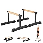 Gravity Fitness Medium Parallettes Bars with Hybrid Wooden Handles, Stable for Calisthenics, CrossFit, Gymnastics, Bodyweight Training, Designed for Home or Commercial Gym Workouts