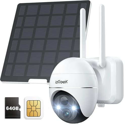 ieGeek 4G/3G LTE Telecamera da Sicurezza Esterna con Scheda SIM, 2K 360°PTZ Telecamera Senza Fili...